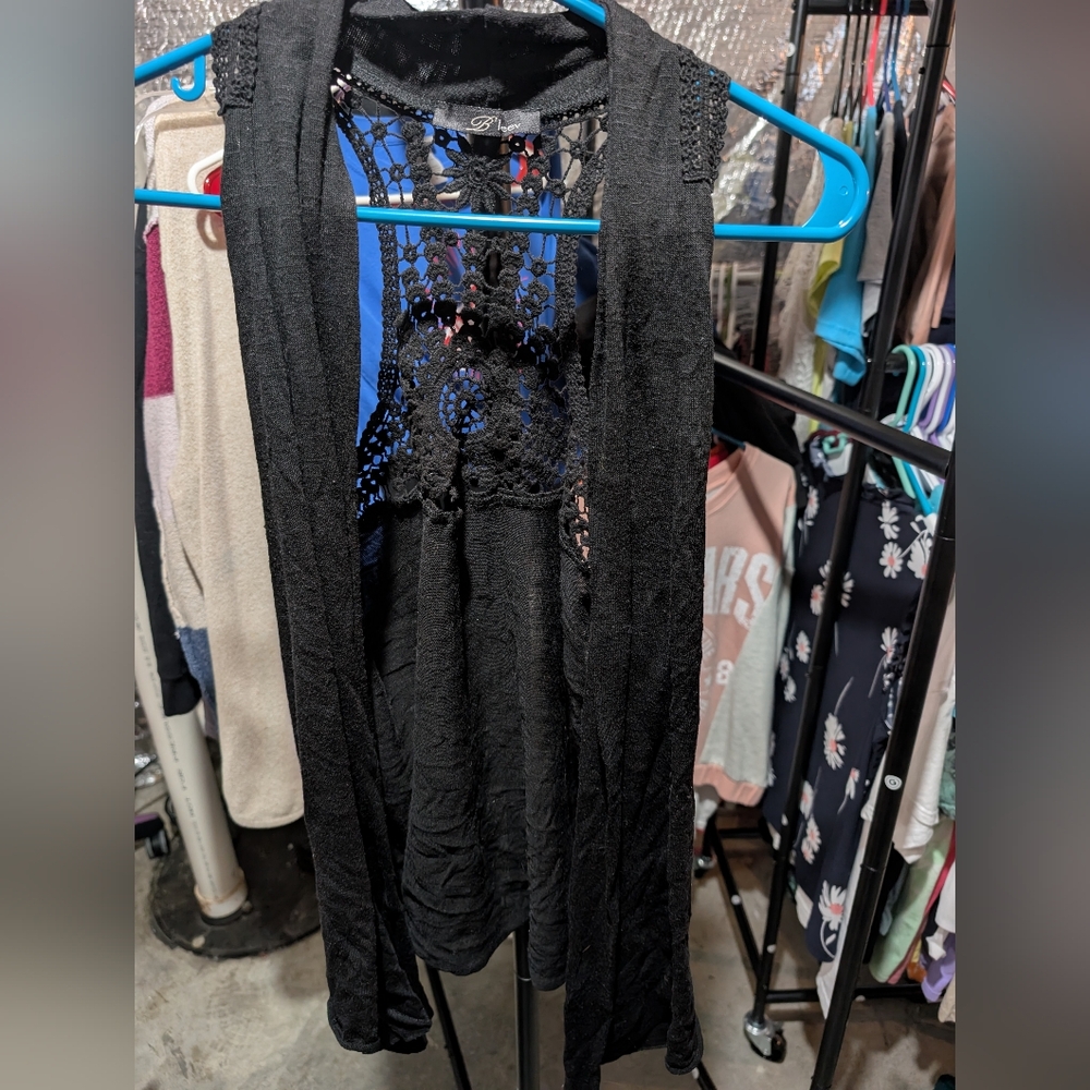 Open Front Sleeveless Cardigan